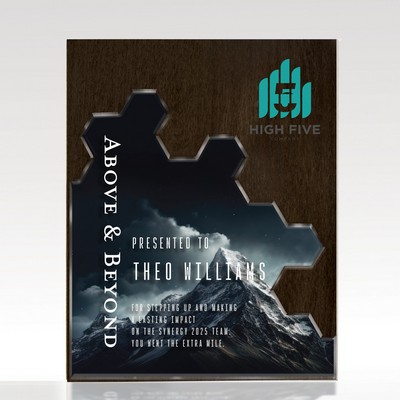 Plaque Hex Puzzle - Customizable Wood Acrylic Award 8x10